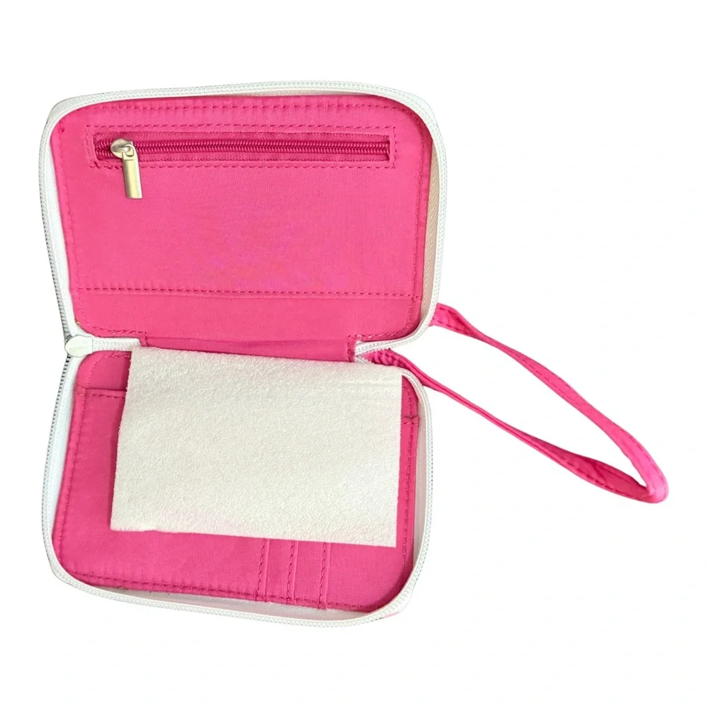 New‎ Pink Seersucker Striped Women's Wristlet Wallet